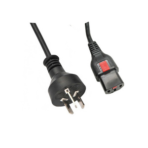 Type P Argentina plug to lock IEC C13 computer power cord