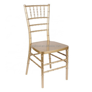 Resin PP wedding wholesale chiavari chair for party rental Gold color with metal core