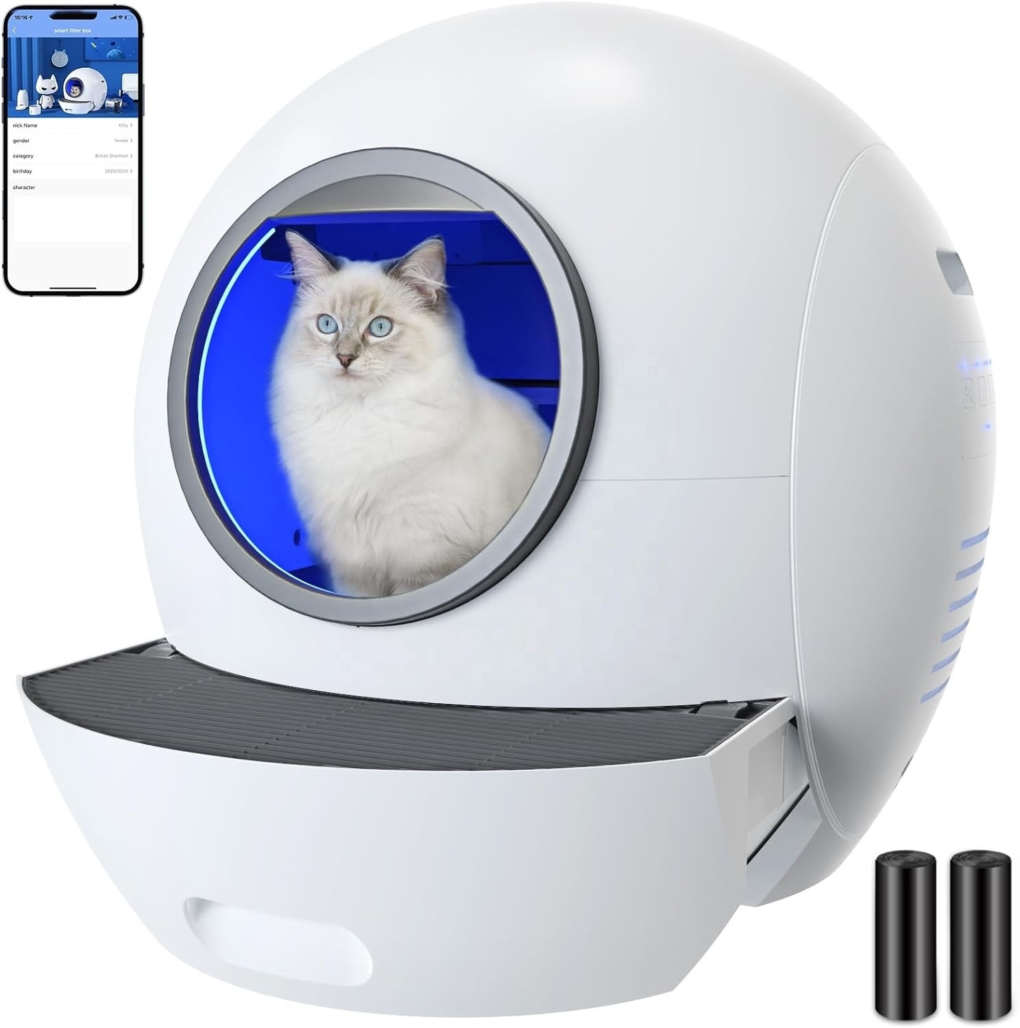 Newest Self Cleaning Cat Litter Box And No Scooping Automatic with APP Control & Safe Alert & Smart Monitor for Multiple Cats