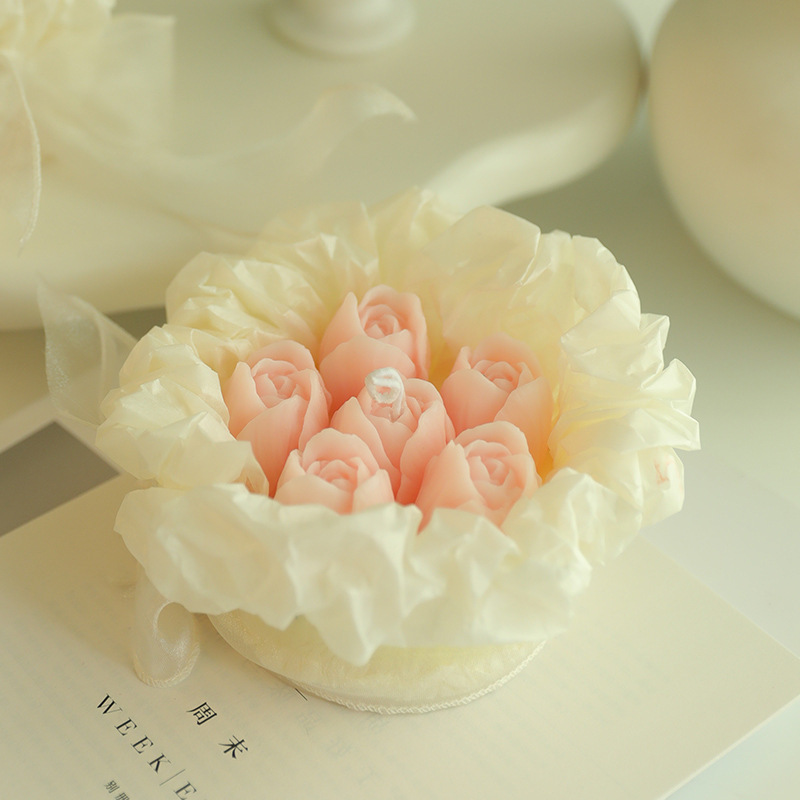 Decorative Home Wedding Luxury Pink/Red Candles Mother's Day Soy Wax Rose Flower Candles