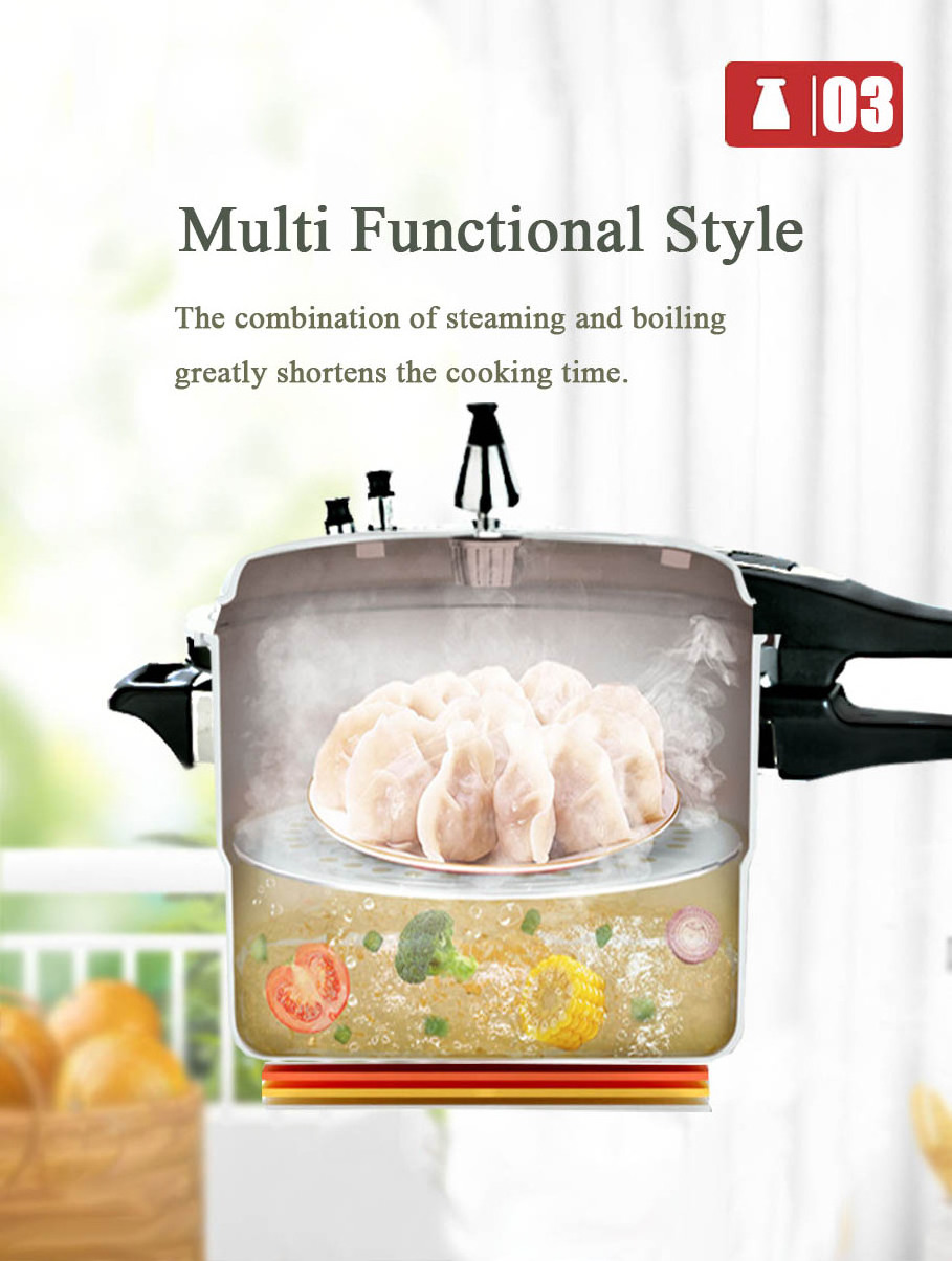 18L High Quality Multifunction Cookware Mirror Polished Pressure Cooker 32cm