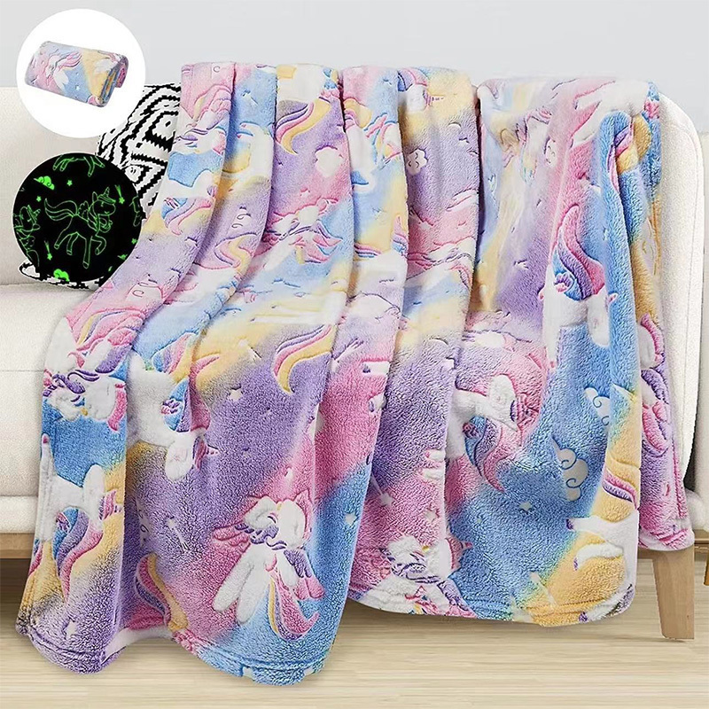 Amazon Hot Sell Style Printed Popular Design Glow-in-the-dark, Flannel Blankets for Children and Adult