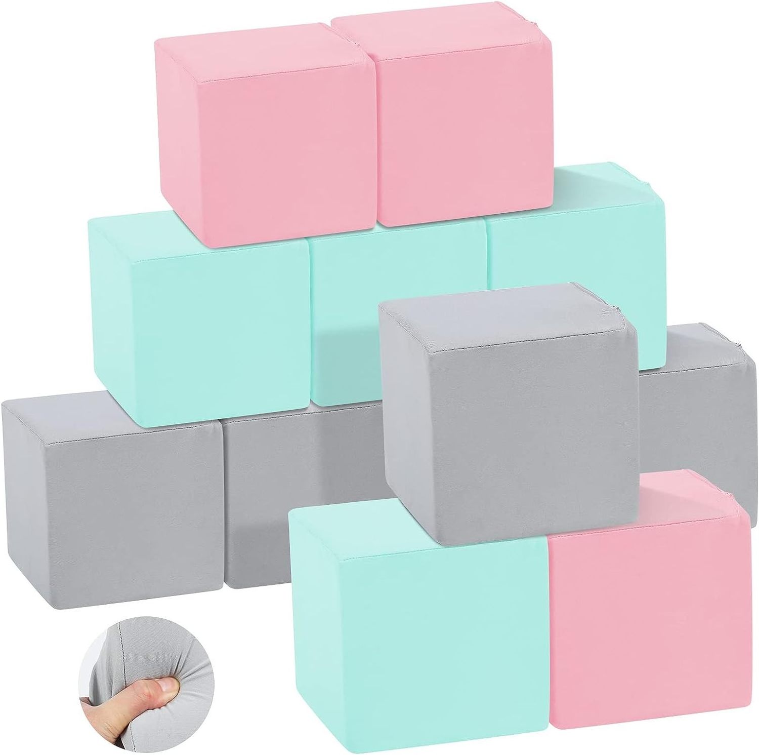 12 Pcs Soft Foam Blocks Bulk Colorful Plush Stacking Play Blocks Large Bricks Building Stackable Block Play Set