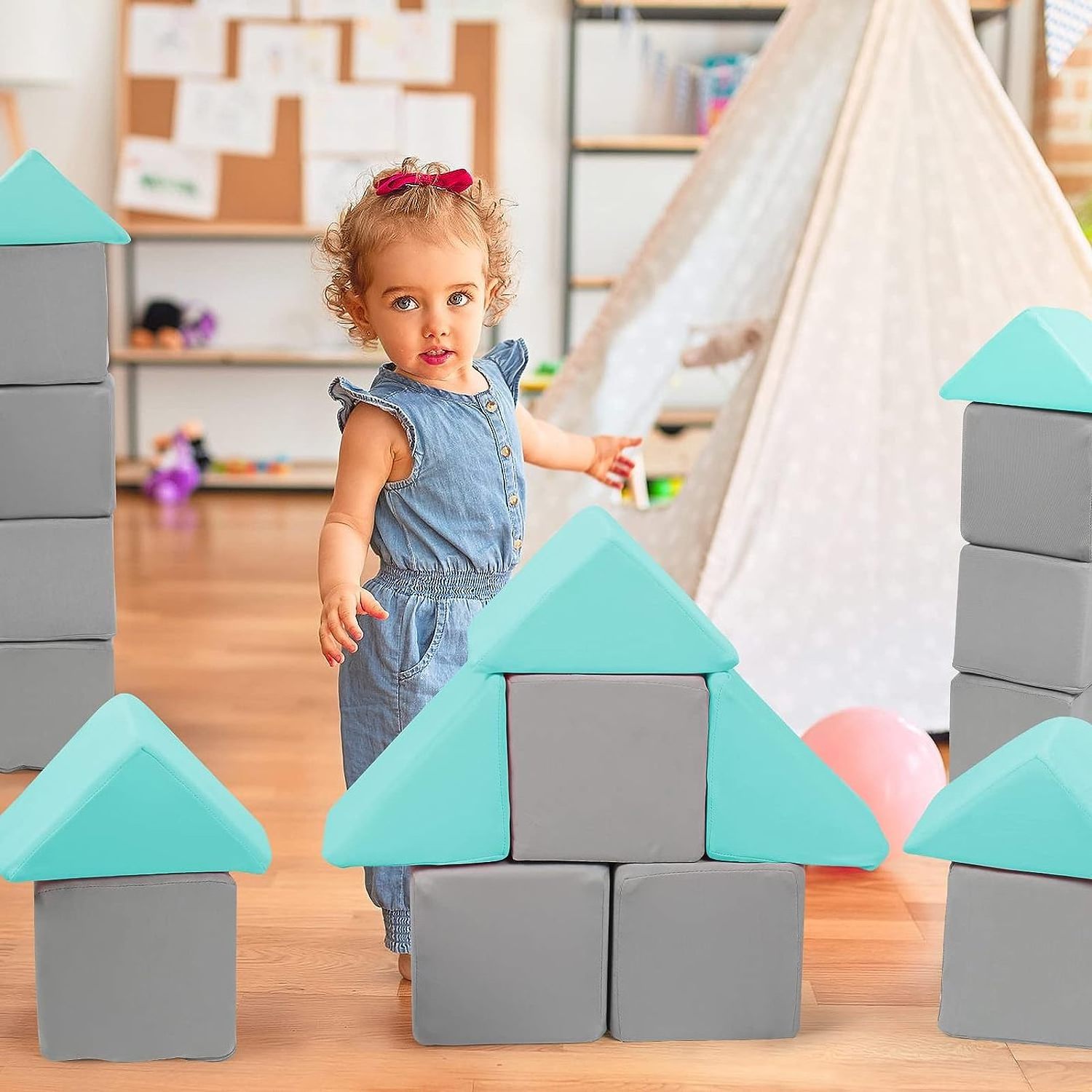 12 Pcs Soft Foam Blocks Bulk Colorful Plush Stacking Play Blocks Large Bricks Building Stackable Block Play Set