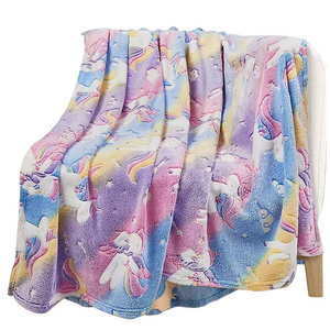 Amazon Hot Sell Style Printed Popular Design Glow-in-the-dark, Flannel Blankets for Children and Adult