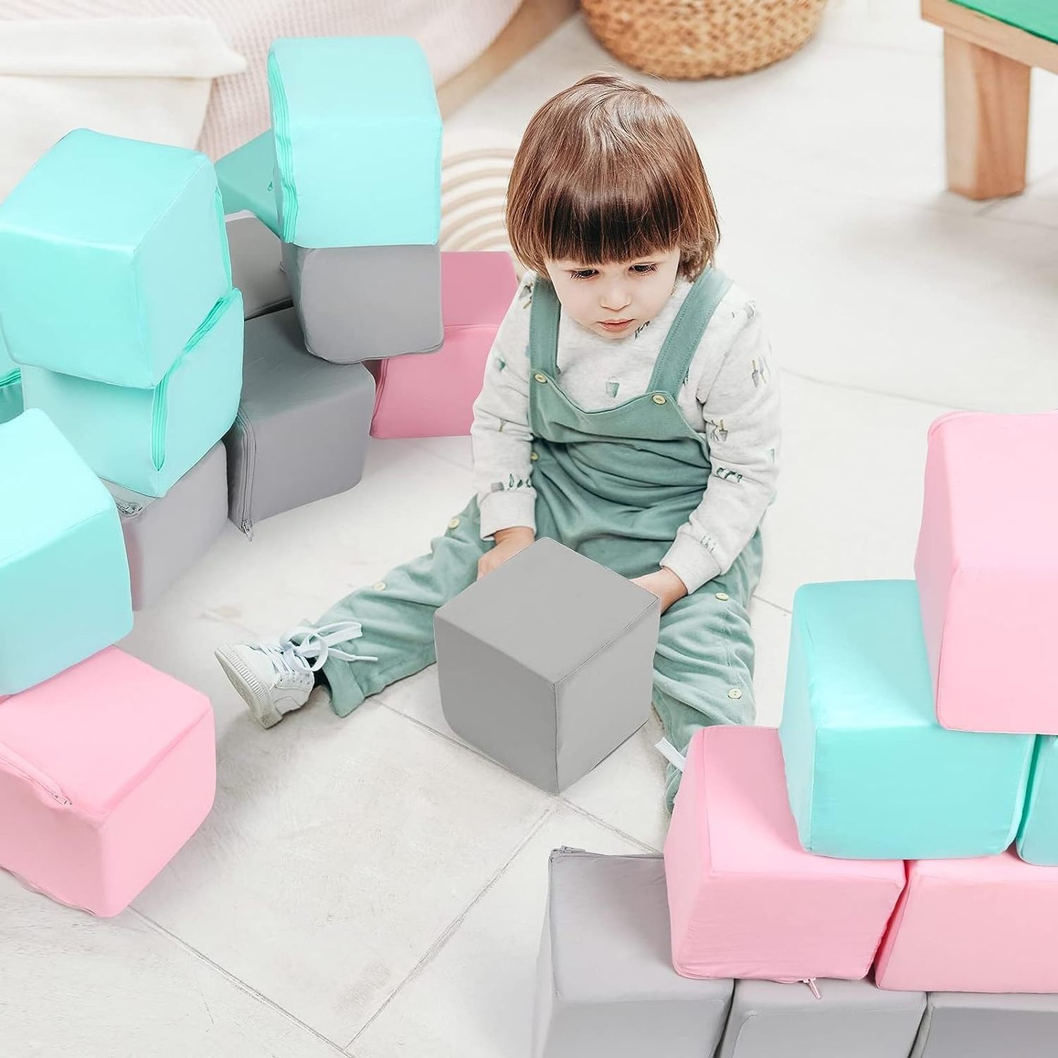 12 Pcs Soft Foam Blocks Bulk Colorful Plush Stacking Play Blocks Large Bricks Building Stackable Block Play Set