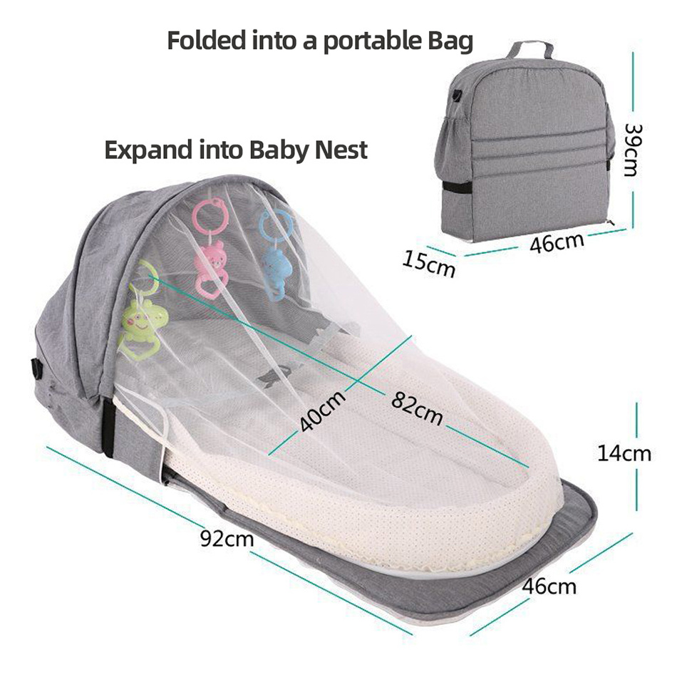 Portable Baby Nest Bed Foldable Breathable Infant Sleeping Basket Camping Travel Sun Protection Mosquito Net Baby Bed Nest