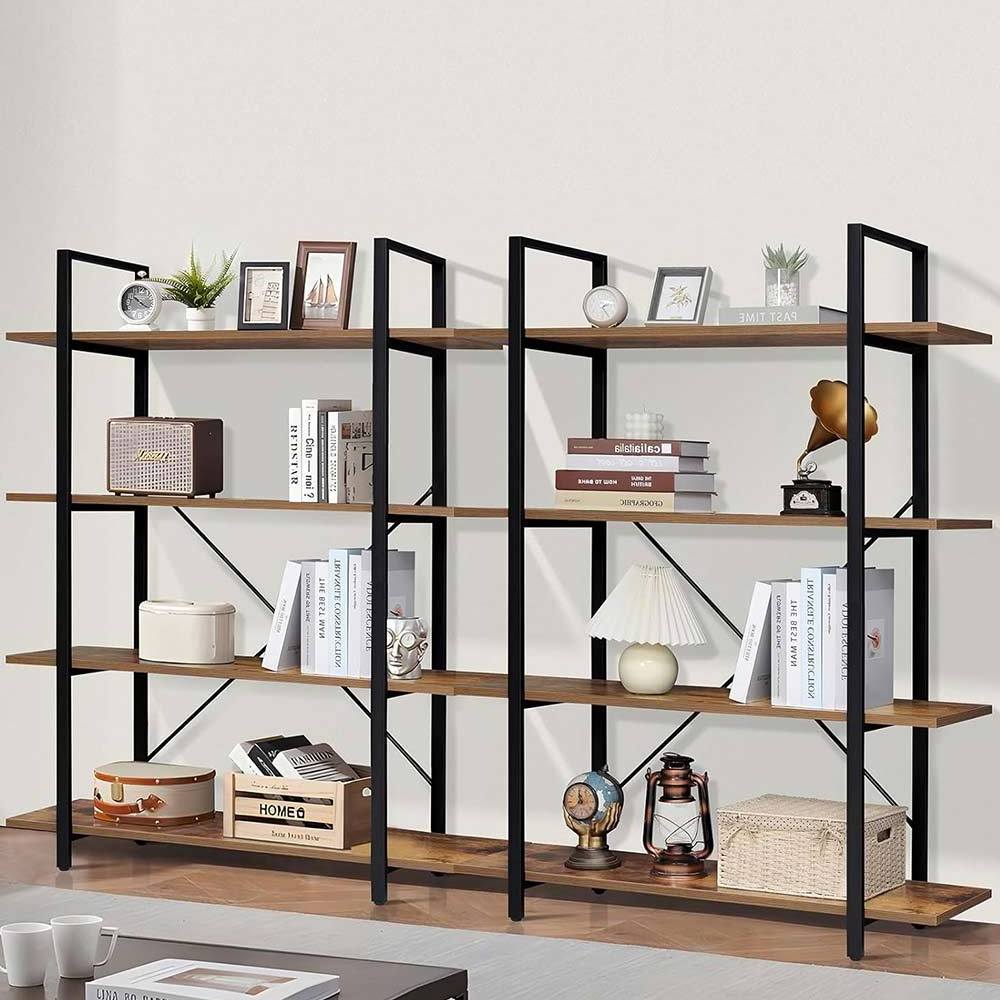 NBHY Hot Sell Factory Custom 4 Tier Wood Living Room Large Tall Bookcase Metal Storage Shelf Display Ladder Book Shelf