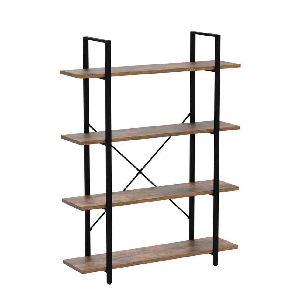 NBHY Hot Sell Factory Custom 4 Tier Wood Living Room Large Tall Bookcase Metal Storage Shelf Display Ladder Book Shelf