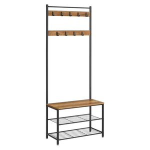 NBHY 3-In-1 Easy Assembly Entryway Hallway Furniture Hat Clothes Hanging Stand Coat Rack with Shoe Bench