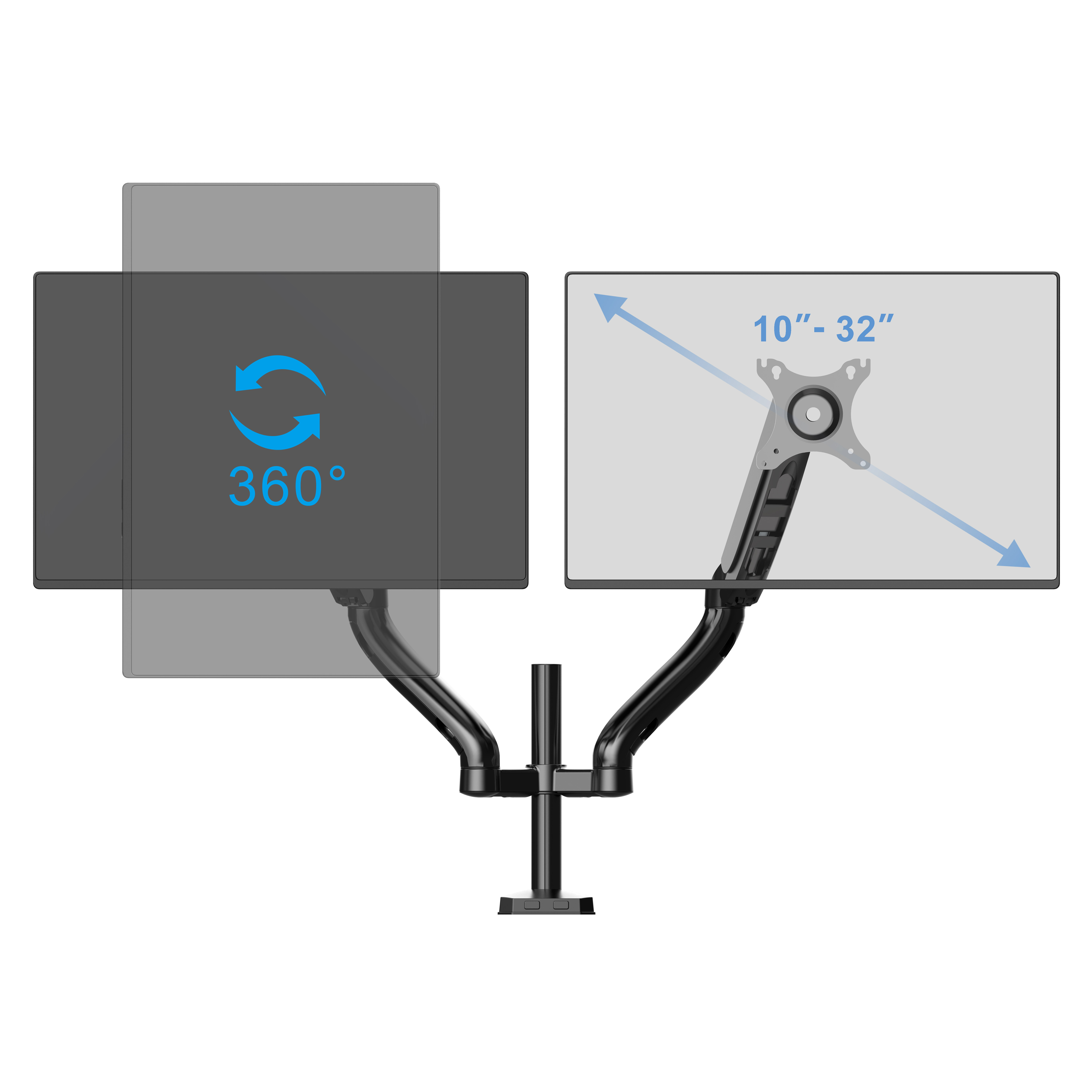 Swing Arm Desk Mount LCD Arm Dual Computer Monitor Arm Gas Spring Monitor Mount