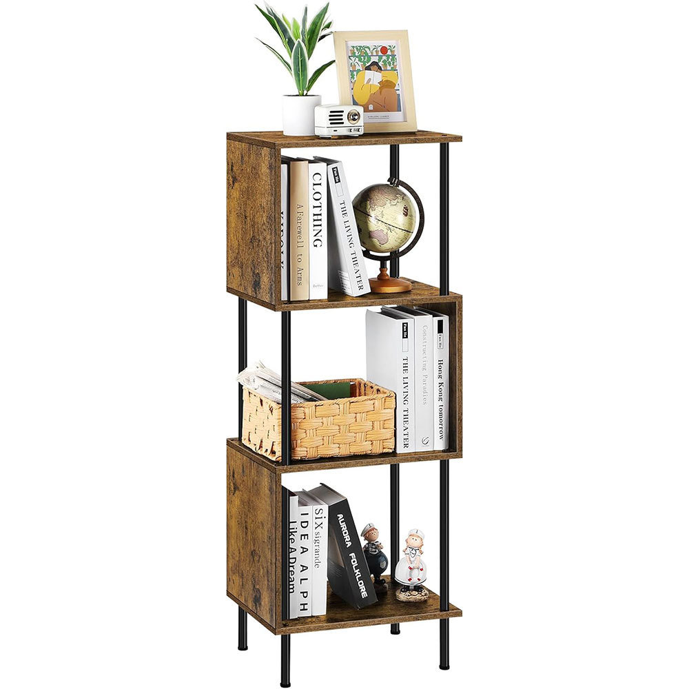 NBHY 4 Tier Modern Multi-Function Freestanding Bookcase S-Shaped Tree Bookshelf with Metal Frame