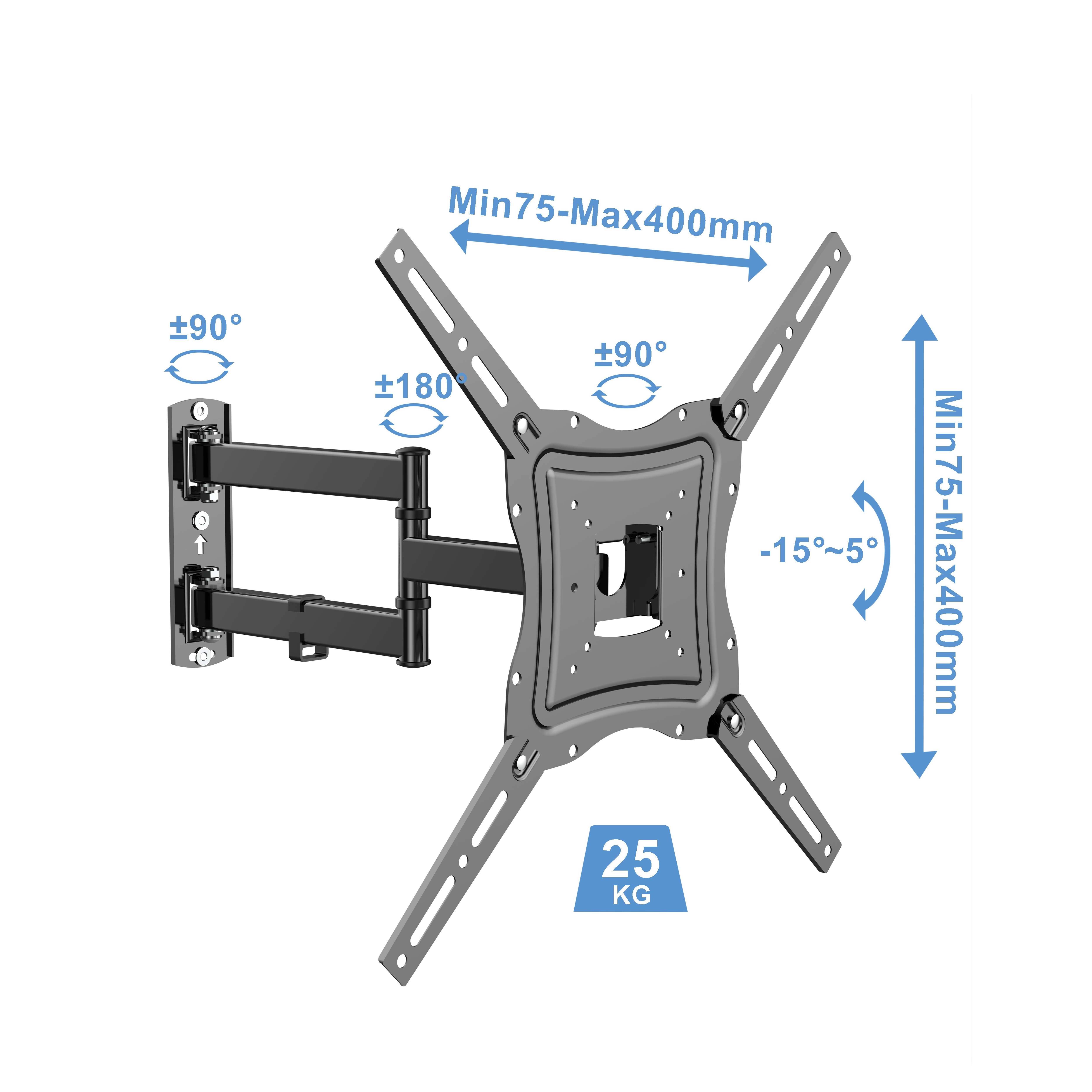 25kg Load Capacity Full Motion Adjustable Lcd Led 180 degrees Swivel Soporte Para TV Wall Mount Bracket Stand