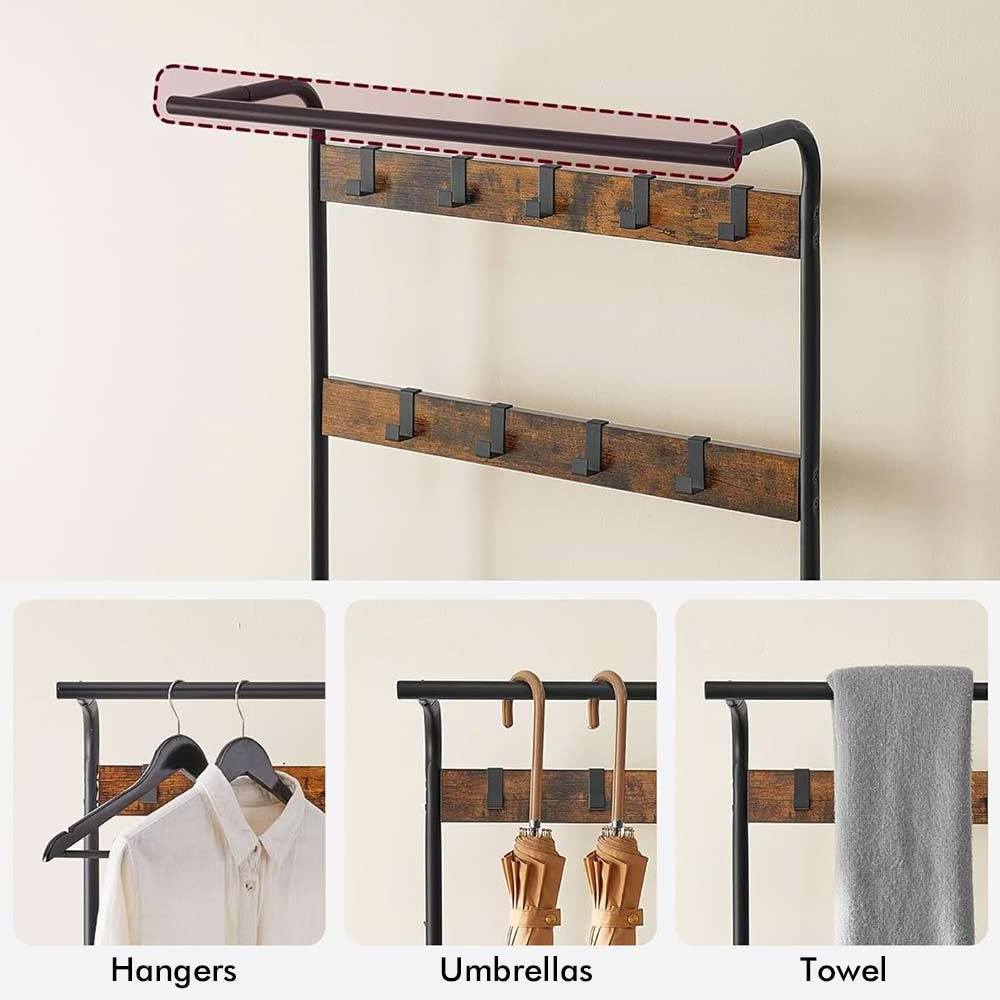 NBHY Industrial Hallway Furniture Corner Entryway Hat Cloth Hanging Stand Coat Rack with Shoe Storage Shelf