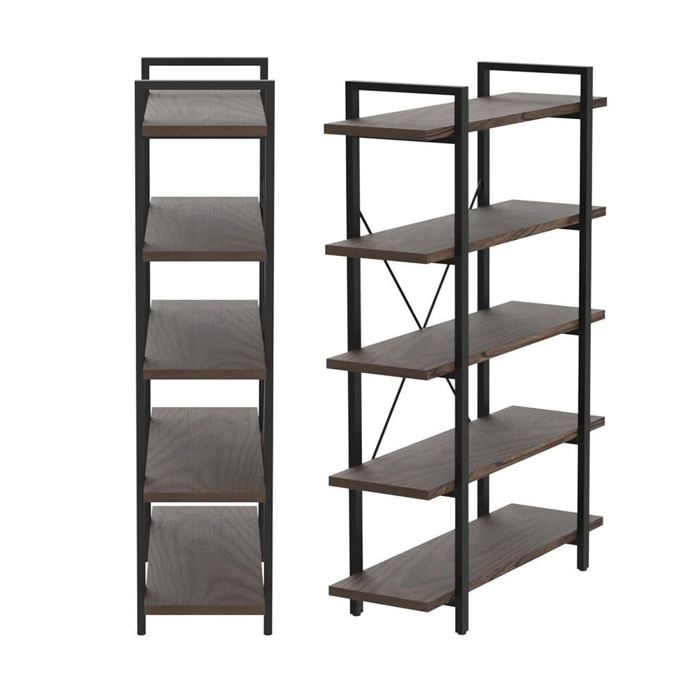 NBHY Industrial Modern Library Bookcase Show Shelves Wooden Open Display Rack Bookshelf for Living Room