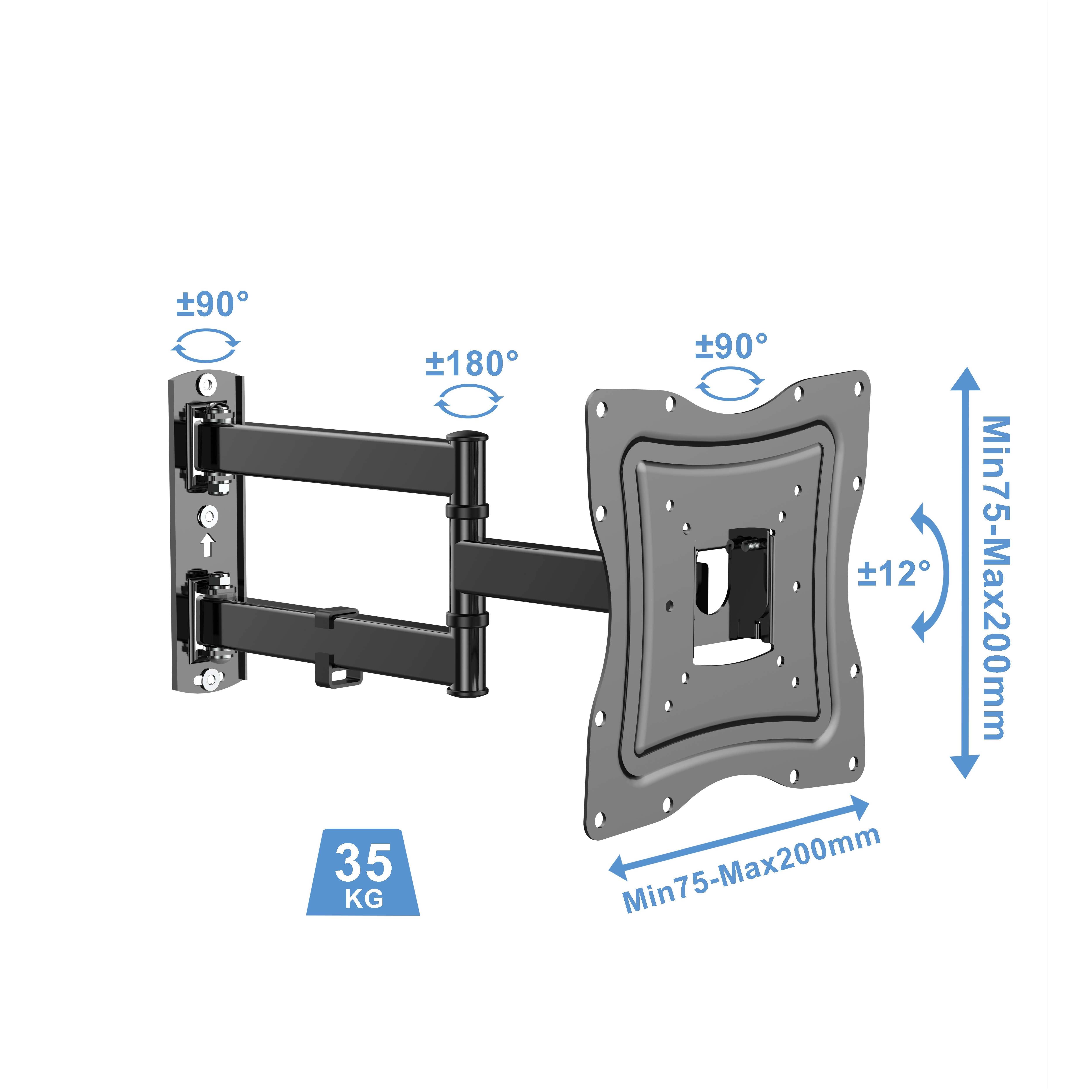 25kg Load Capacity Full Motion Adjustable Lcd Led 180 degrees Swivel Soporte Para TV Wall Mount Bracket Stand