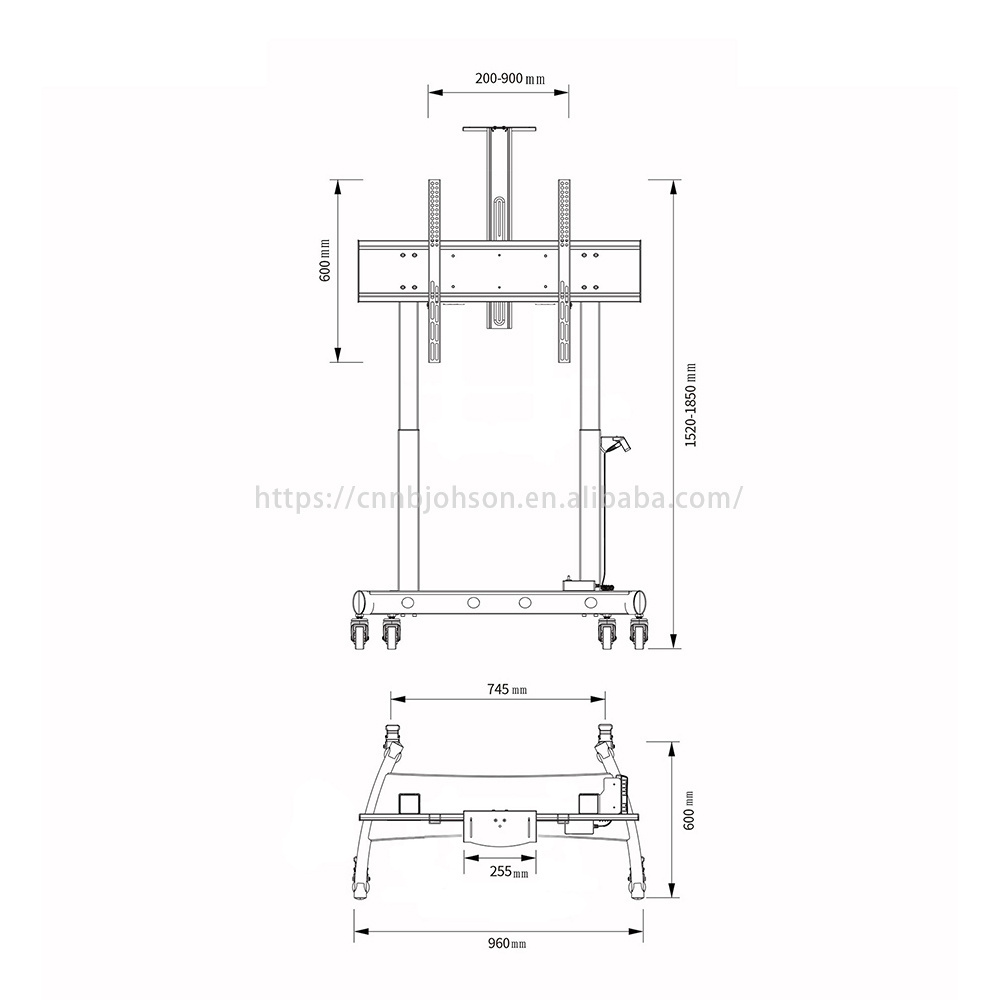 NBJOHSON Customize Modern Dual Motor Mobile Height Adjustable Tv Cart Stand Tv Mounts Bracket Cabinet Tv Lift With Camera Shelf