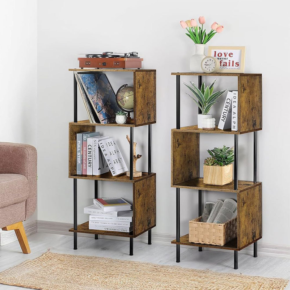 NBHY 4 Tier Modern Multi-Function Freestanding Bookcase S-Shaped Tree Bookshelf with Metal Frame