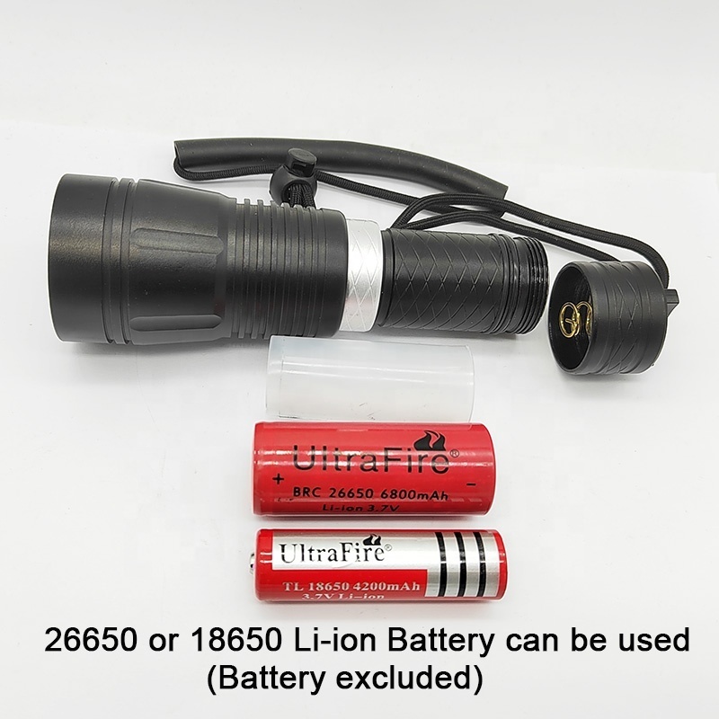 Diver Flashlight IPX8 Underwater Flash Light Rechargeable T6 LED Diving Torch