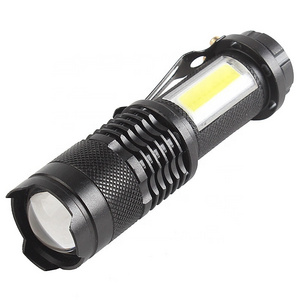 Mini COB Torch Pocket Pen Clip LED Zoom Flashlight