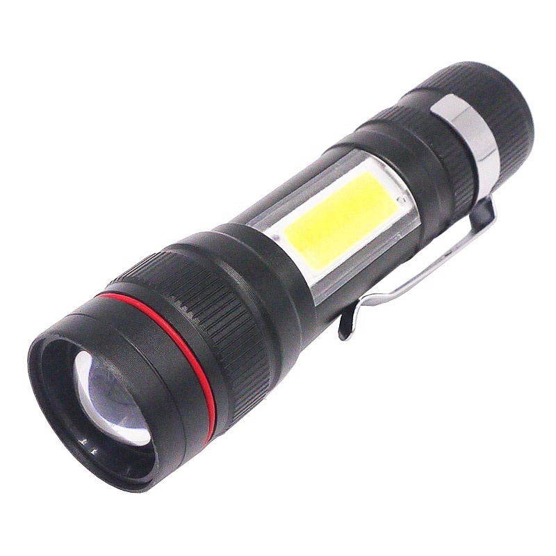 Mini Rechargeable Pen Clip Torch Zoom Flashlights