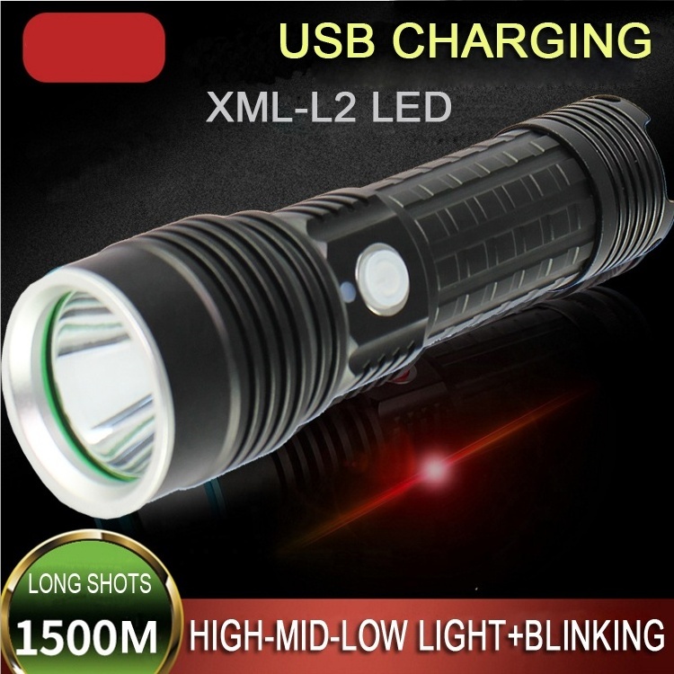 Aluminum Torch 1000 lumen USB Rechargeable 10W T6 LED Flashlight