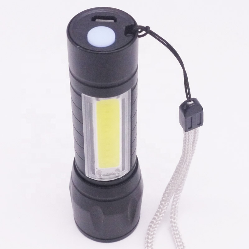 Mini Rechargeable Cob Torch Zoom LED Flashlight