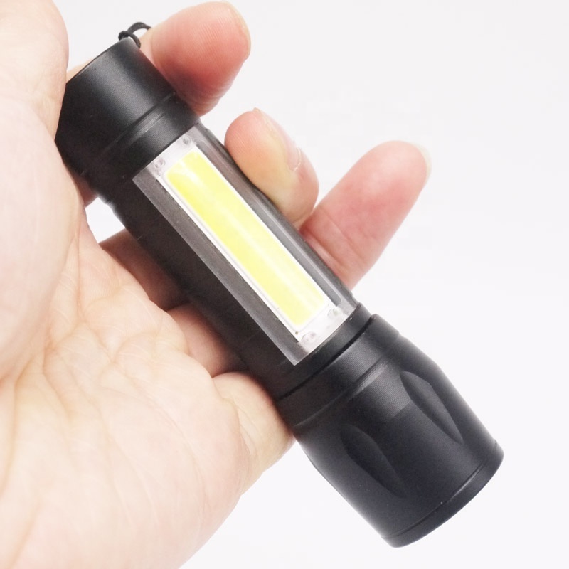 Mini Rechargeable Cob Torch Zoom LED Flashlight