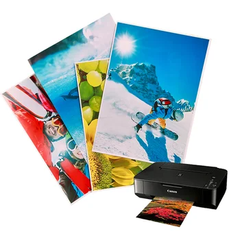 50pcs per pack High Quality Self Adhesive Waterproof 115gsm Glossy White Inkjet Printable A4 Photo Paper