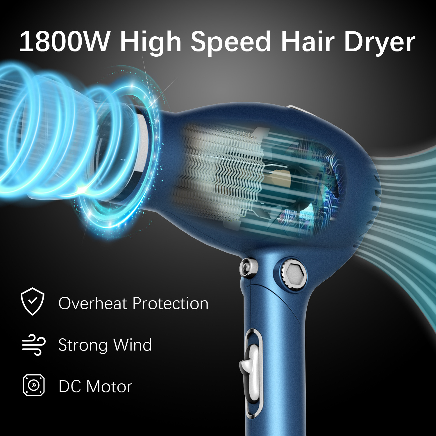 Hot Hair Dryer DC Motor 1800w Foldable Handle Hair Dryer Professional With Cool Shot With Concentrator Hair Dryer