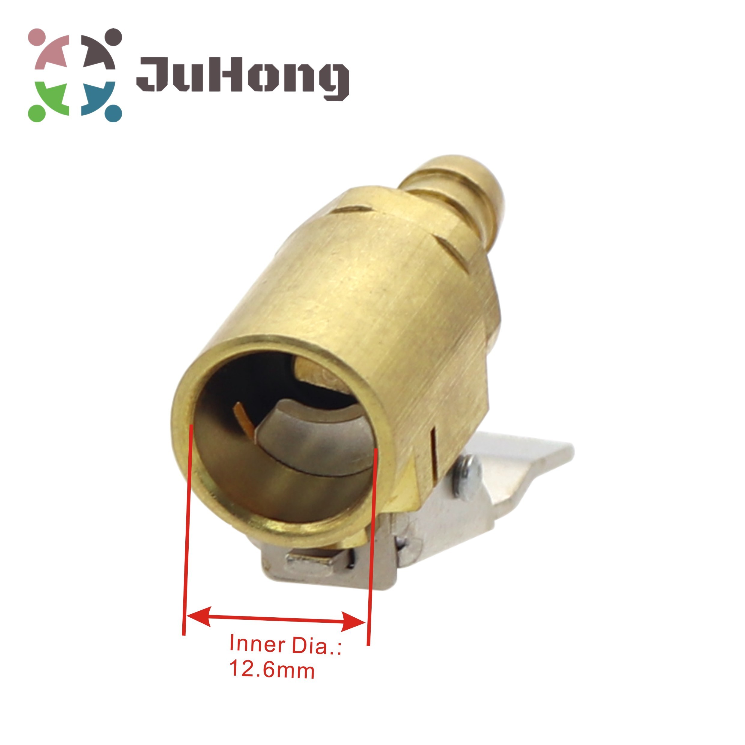 Large Bore Air Chuck 8mm 5/16 inch Hose Barb OTR Agricultural Tractor Clip-on Quick Coupler Brass Stem Fits TRJ650 Tire Valve