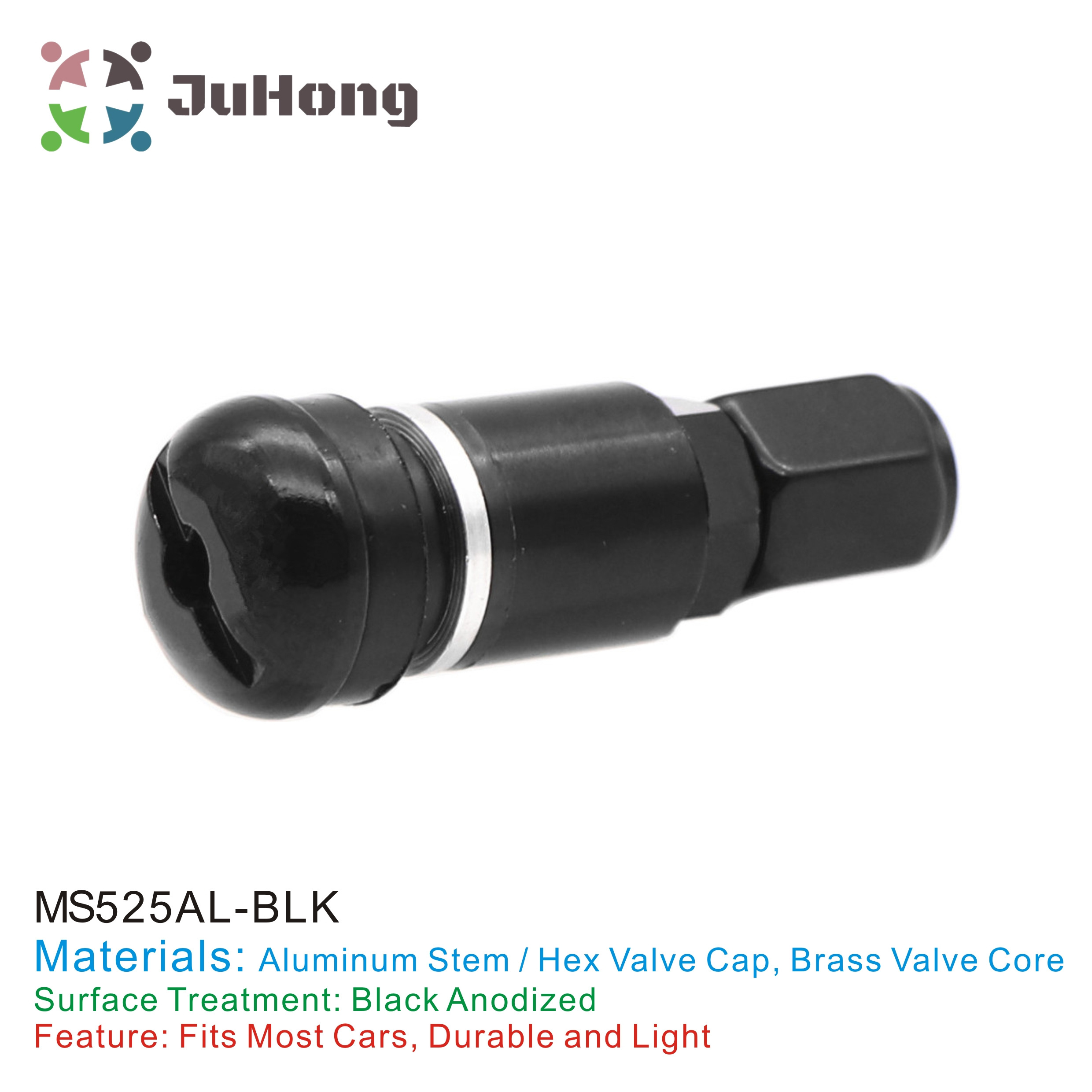 BLACK Anodized MS525AL Aluminum Tire Valve Hex Cap Fits Most Cars Standard Rim Hole Tire Repair Tools