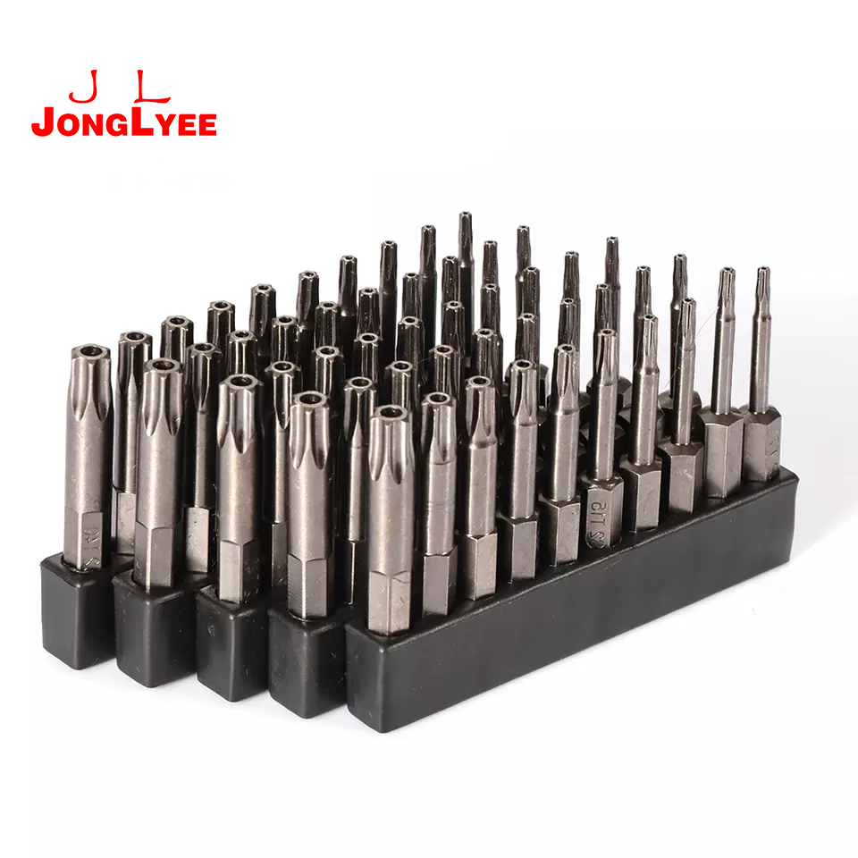 JONGLYEE double and single end 25mm 65mm Torx with hole Bits set both ballast T8 T10 T20 T25 T30 T35 T40 T50 S2 material