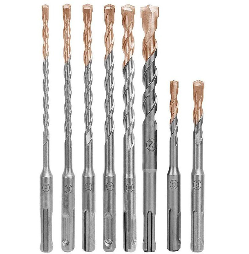 40CR Cross Tip 4 Cutters Double Flutes Copper Plating SDS Plus Hammer Drill bit for Concrete Masonry