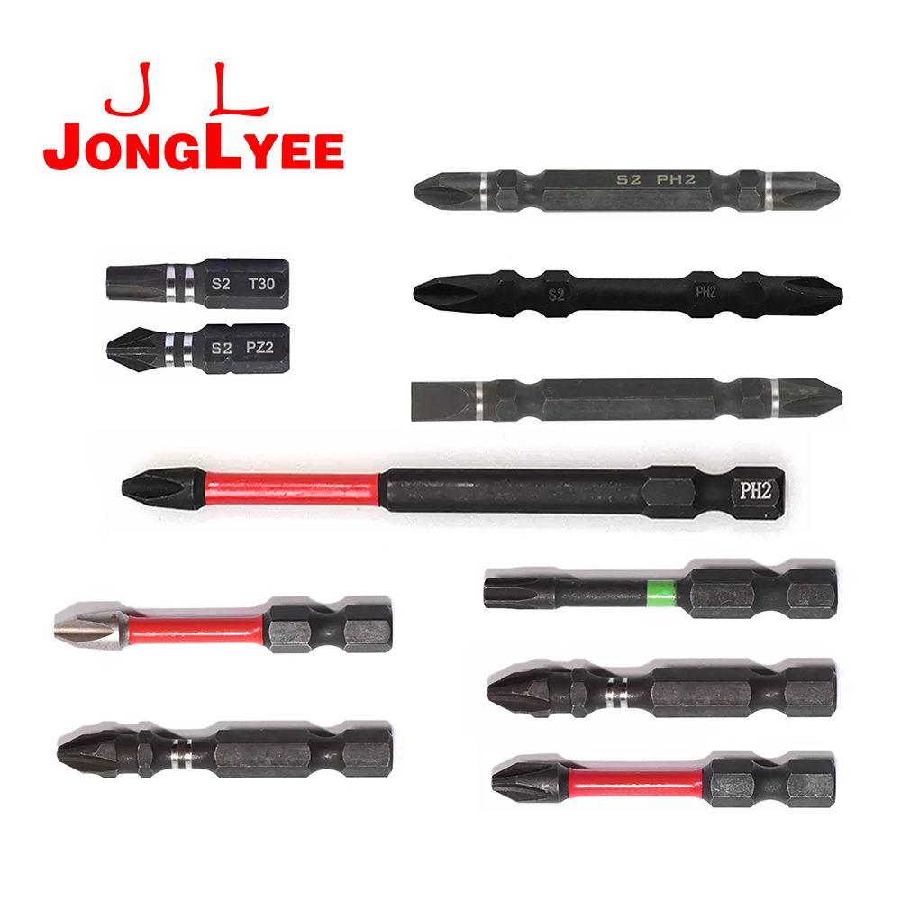 JONGLYEE S2 Double end single phosphate black surface screwdriver bits 25mm 50mm 65mm length custom PH2 PZ2 SL6 Screw Driver Bit