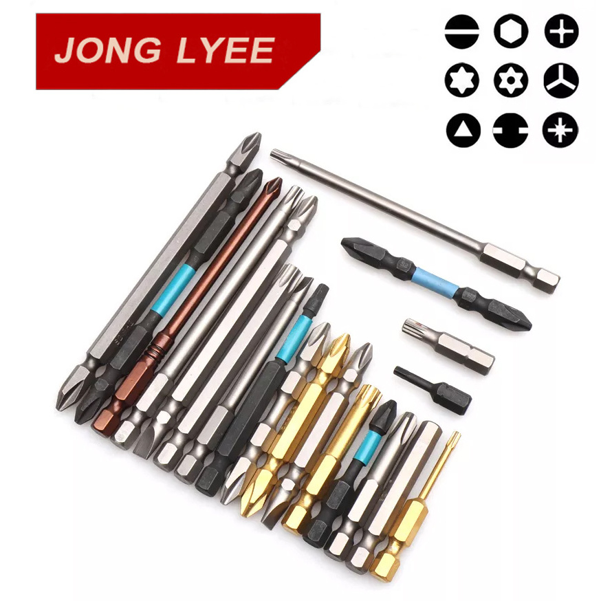 JONGLYEE S2 Double end single phosphate black surface screwdriver bits 25mm 50mm 65mm length custom PH2 PZ2 SL6 Screw Driver Bit