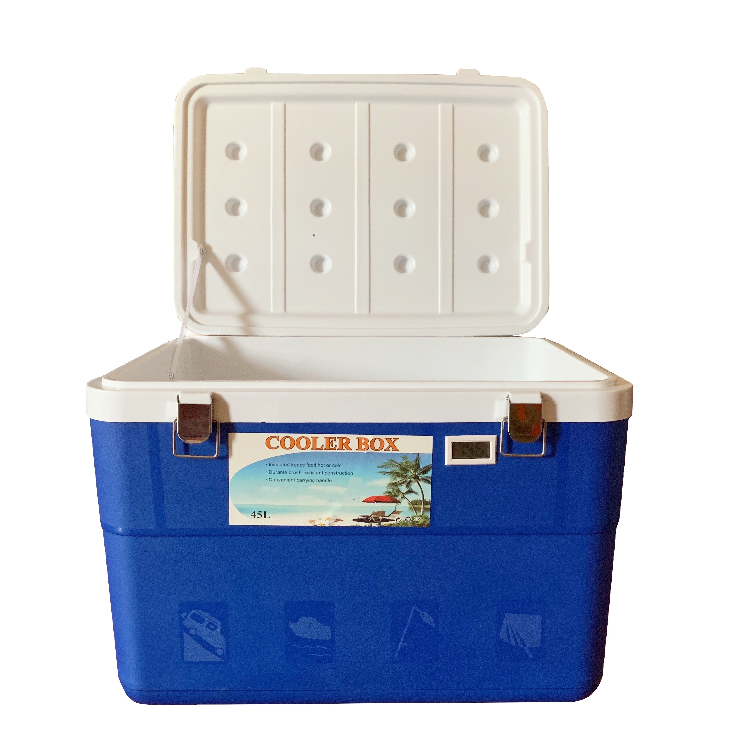 Plastic PP outdoor camping fishing 45L EPS cooler box with metal lock