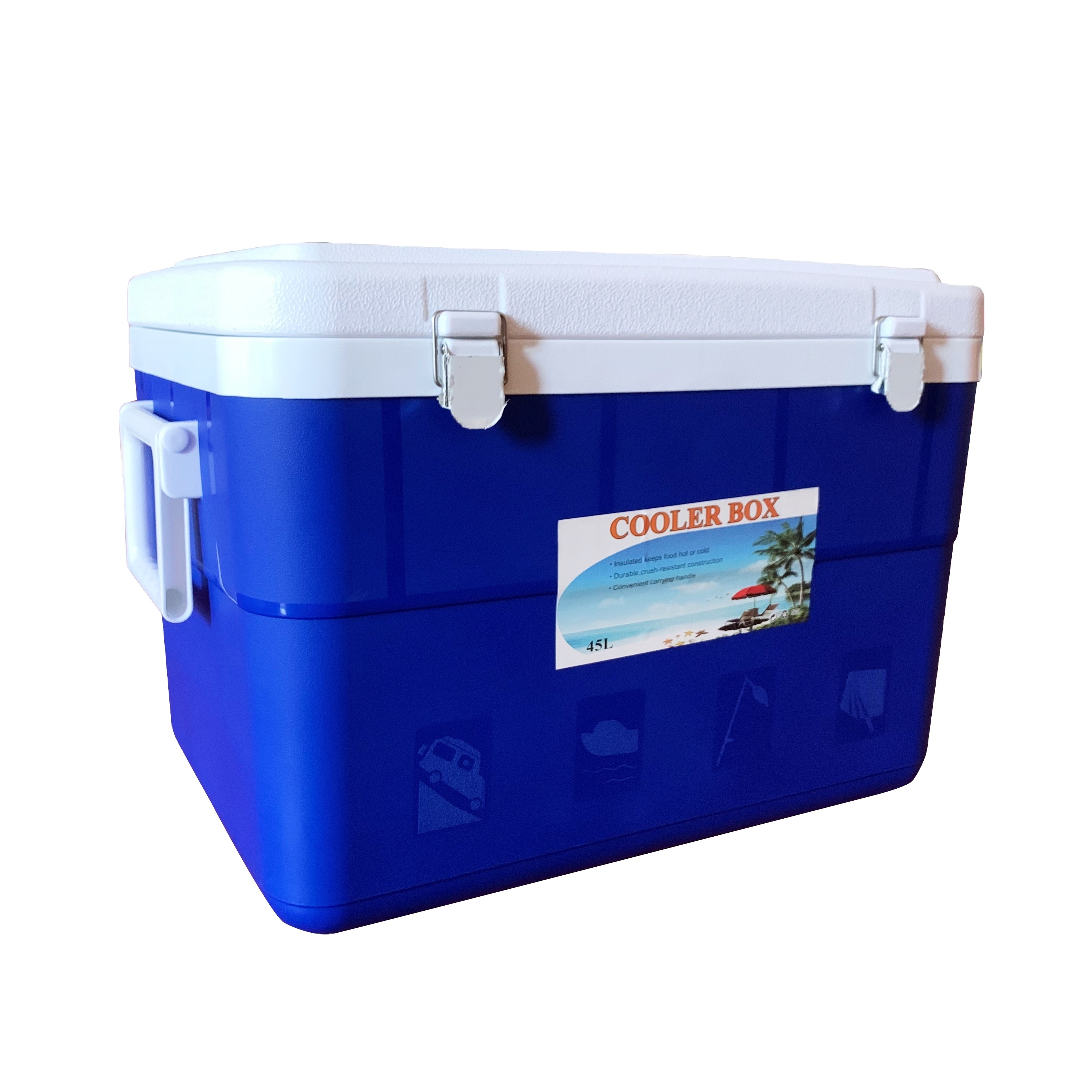 Plastic PP outdoor camping fishing 45L EPS cooler box with metal lock