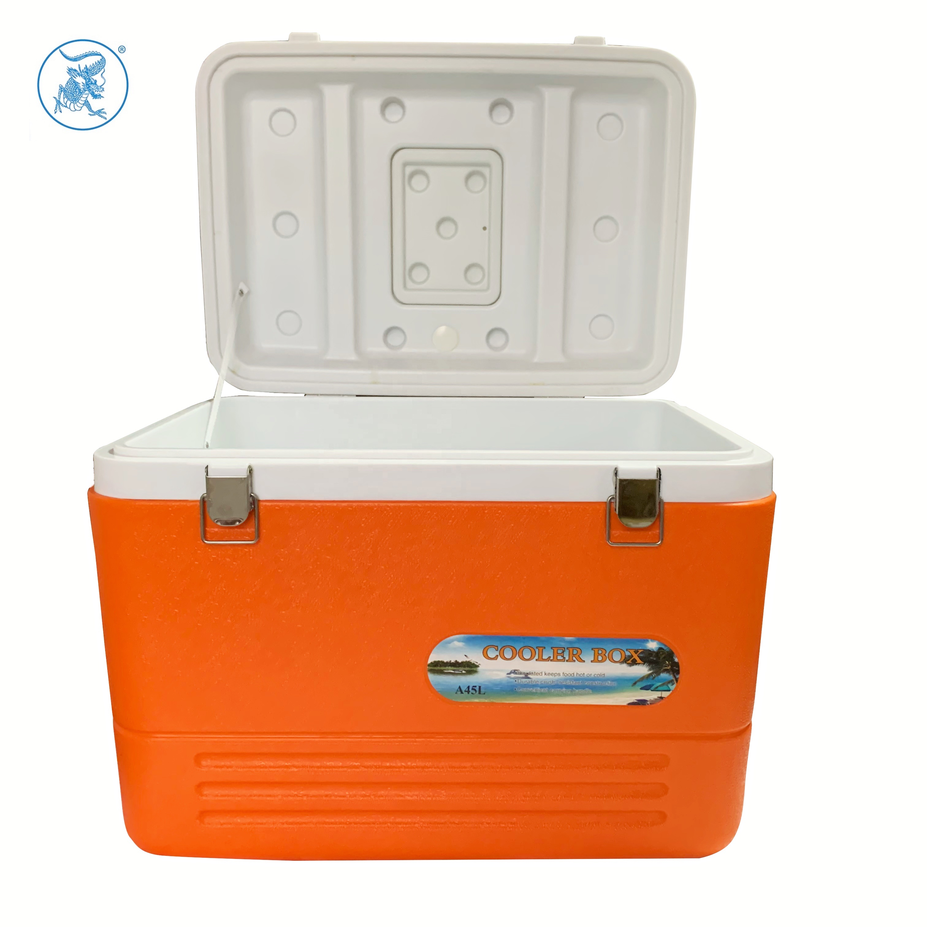 Customized Portable Leakproof PP Material 45L Ice Chest Cooler with Metal Lock for Outdoor Cans Use and Wine Cooler