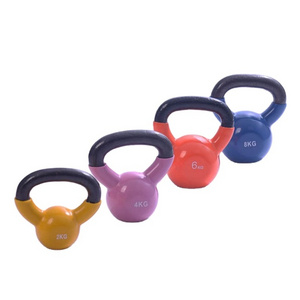 Cast Iron Vinyl Coated Colorful Kettle bell Set Fitness Handle Weights Weightlifting Dumbbells Kettlebells