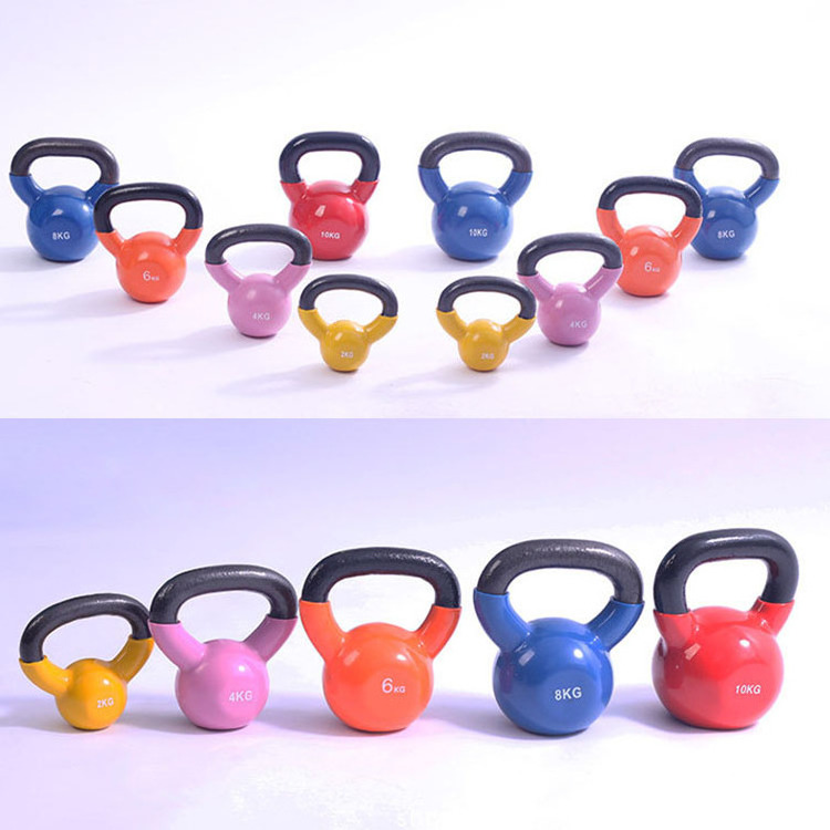 Cast Iron Vinyl Coated Colorful Kettle bell Set Fitness Handle Weights Weightlifting Dumbbells Kettlebells