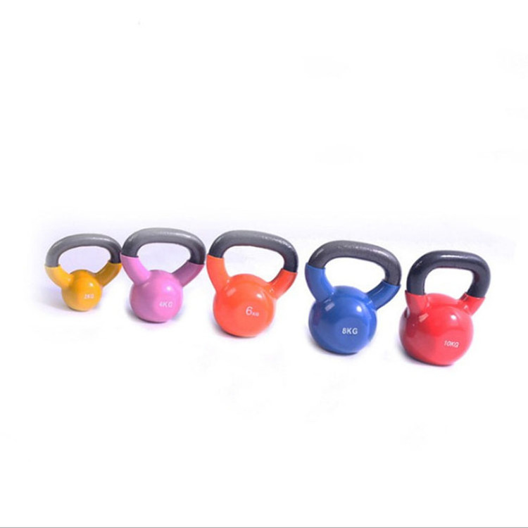 Cast Iron Vinyl Coated Colorful Kettle bell Set Fitness Handle Weights Weightlifting Dumbbells Kettlebells