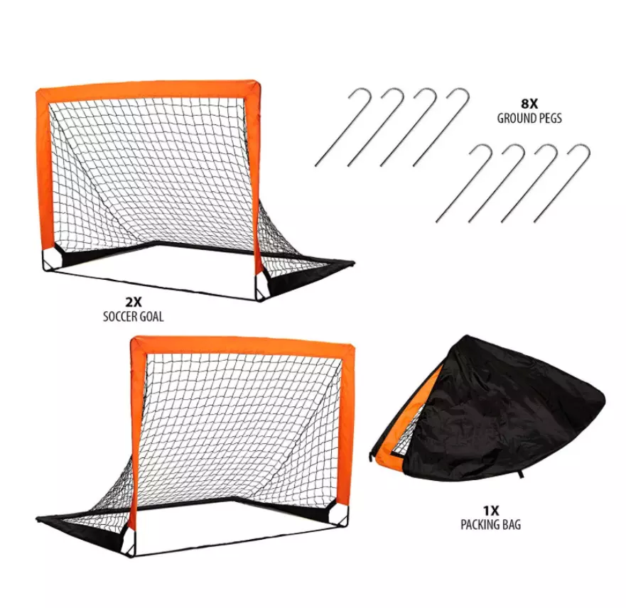 High quality outdoor kids sport toys 2 nets mini folding portable football soccer goals for sale