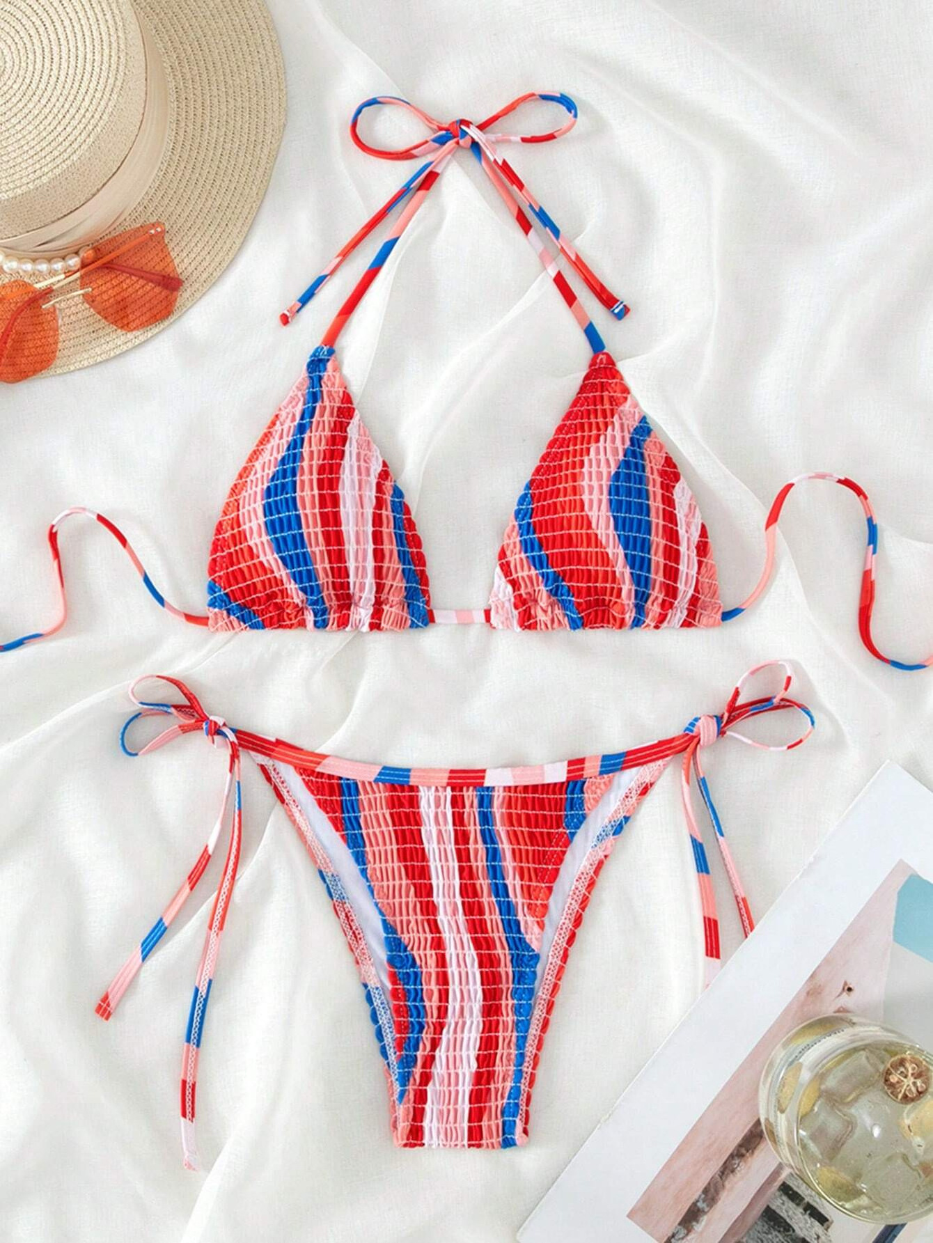 Two piece swimsuits print sexy swimwear women micro bikini in beach