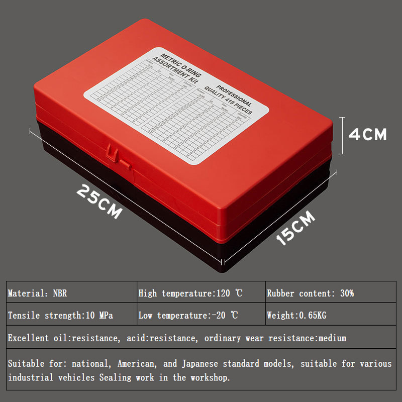 Kafuka Factory Direct Sales NBR O-Ring Kit , High quality 419pcs/set NBR Caterpillar O Ring Seal Kit for Car