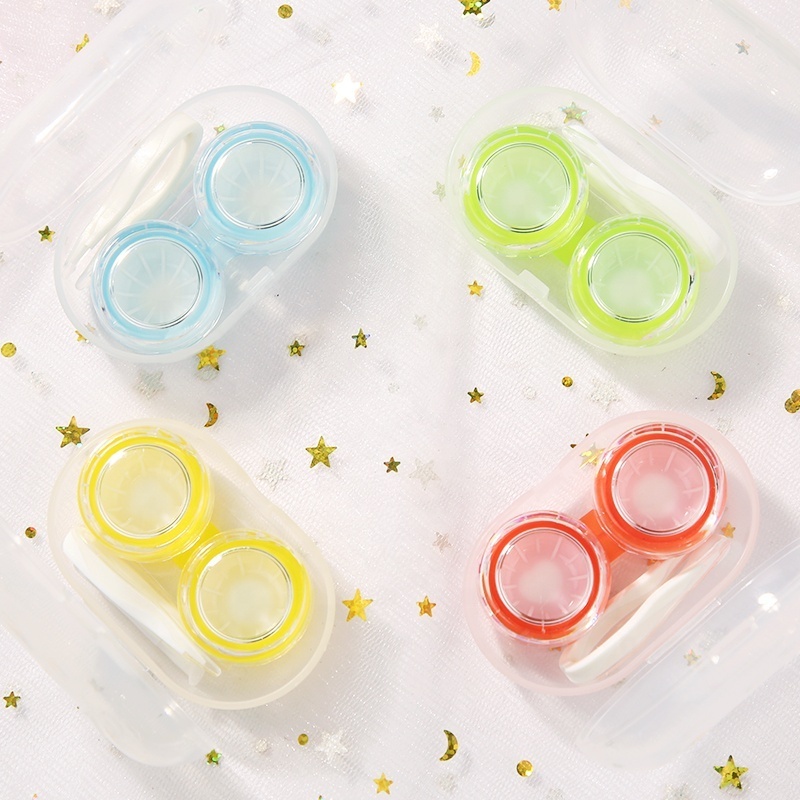 Wholesale Colored Contact lenses plastic case box customized transparent contact lens case travel kit