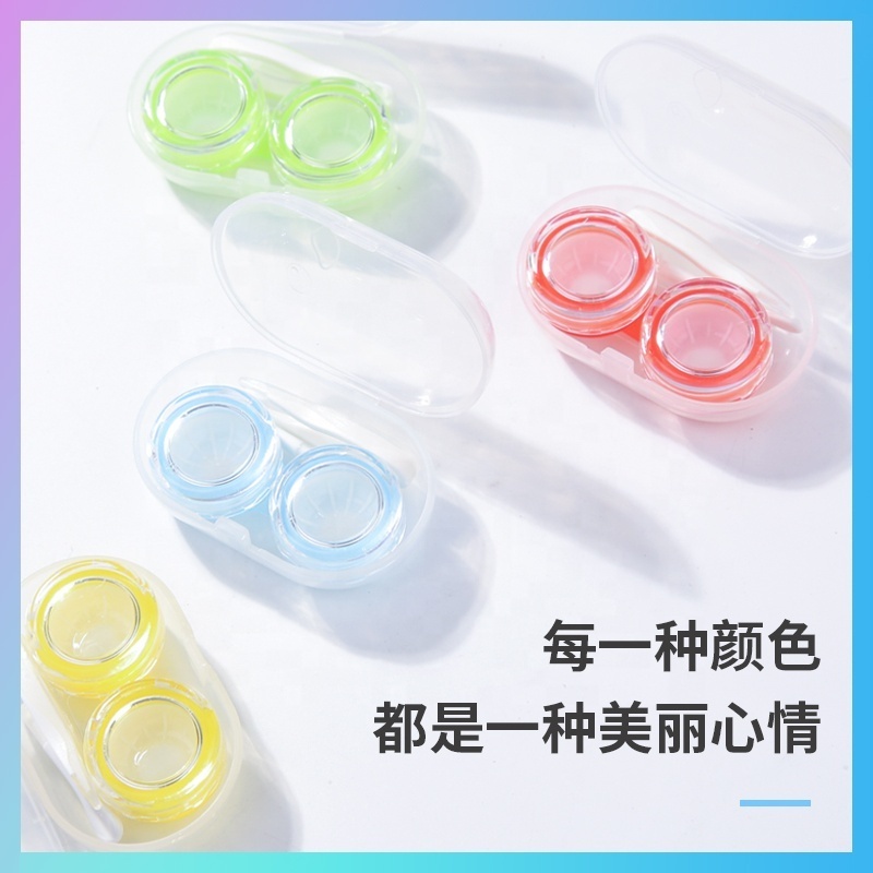 Wholesale Colored Contact lenses plastic case box customized transparent contact lens case travel kit