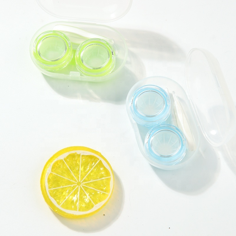 Wholesale Colored Contact lenses plastic case box customized transparent contact lens case travel kit