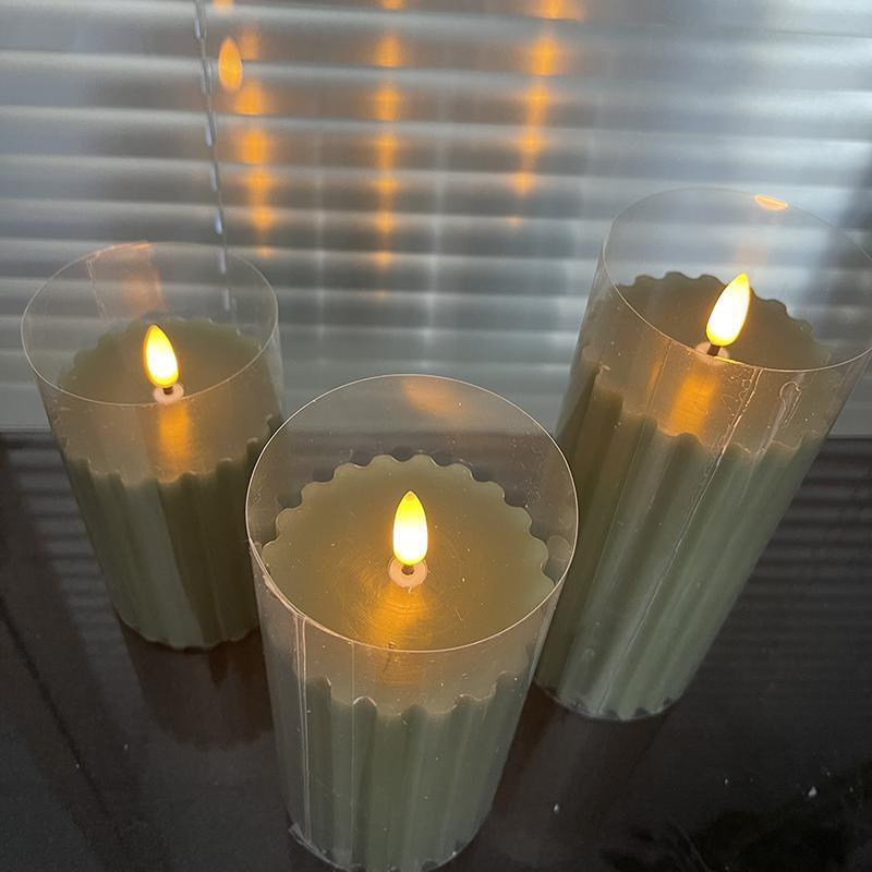 KSWING Green Wax LED Candle Light Flameless 4