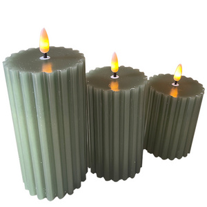 KSWING Green Wax LED Candle Light Flameless 4"5"6" Real Wax Pillar decoration Candle Light for Home